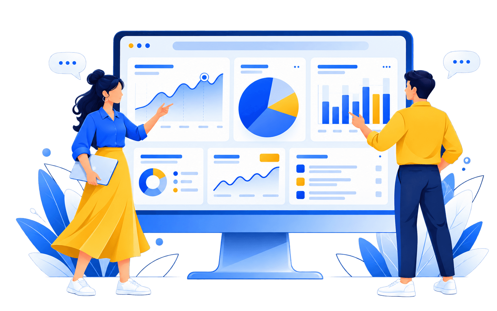 Team reviewing a live analytics dashboard